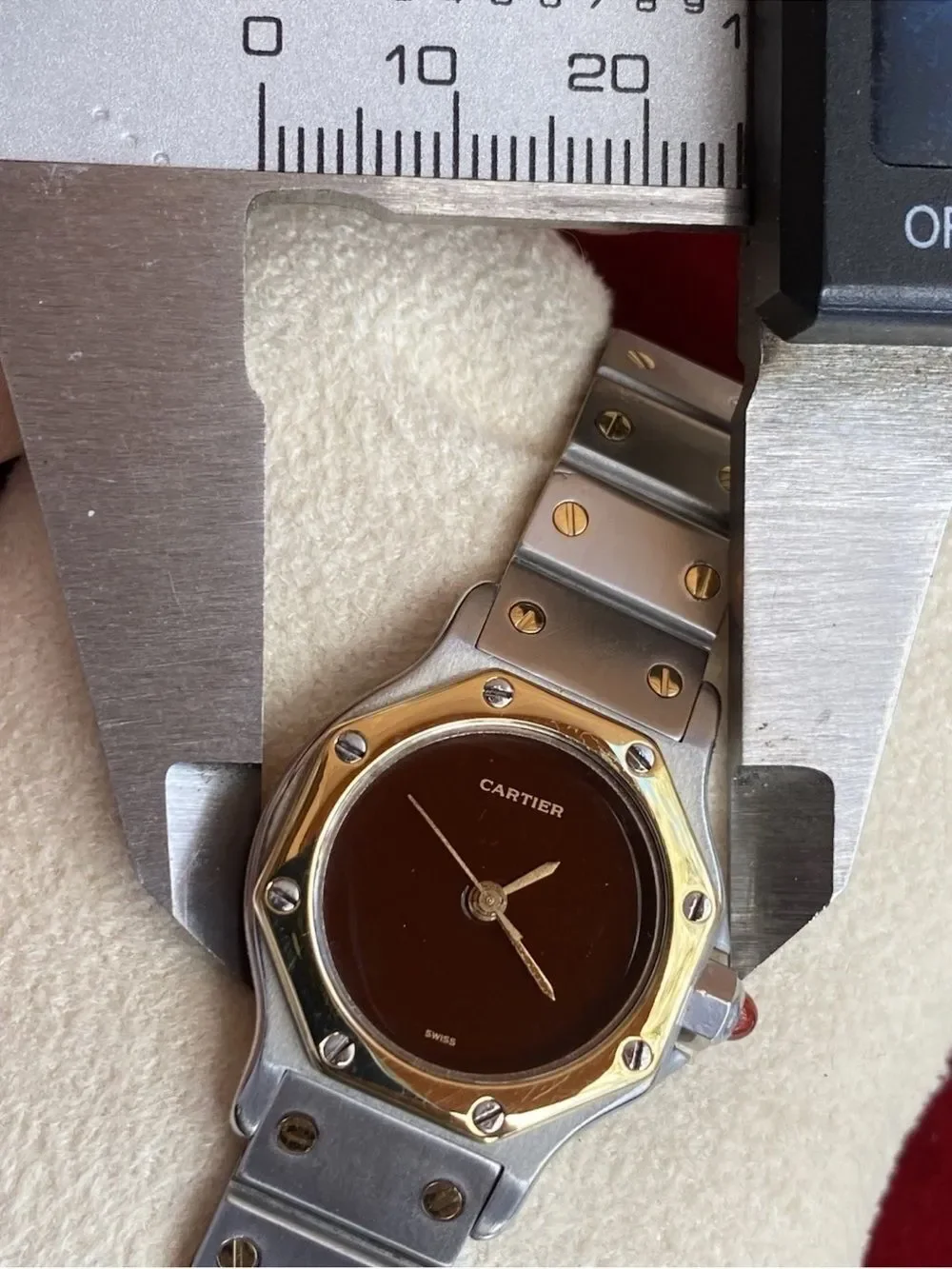 Cartier Santos Octagon Burgundy 18k SS SM 24mm automatic